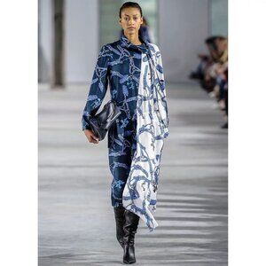 Tibi Blue and White Midi Dress